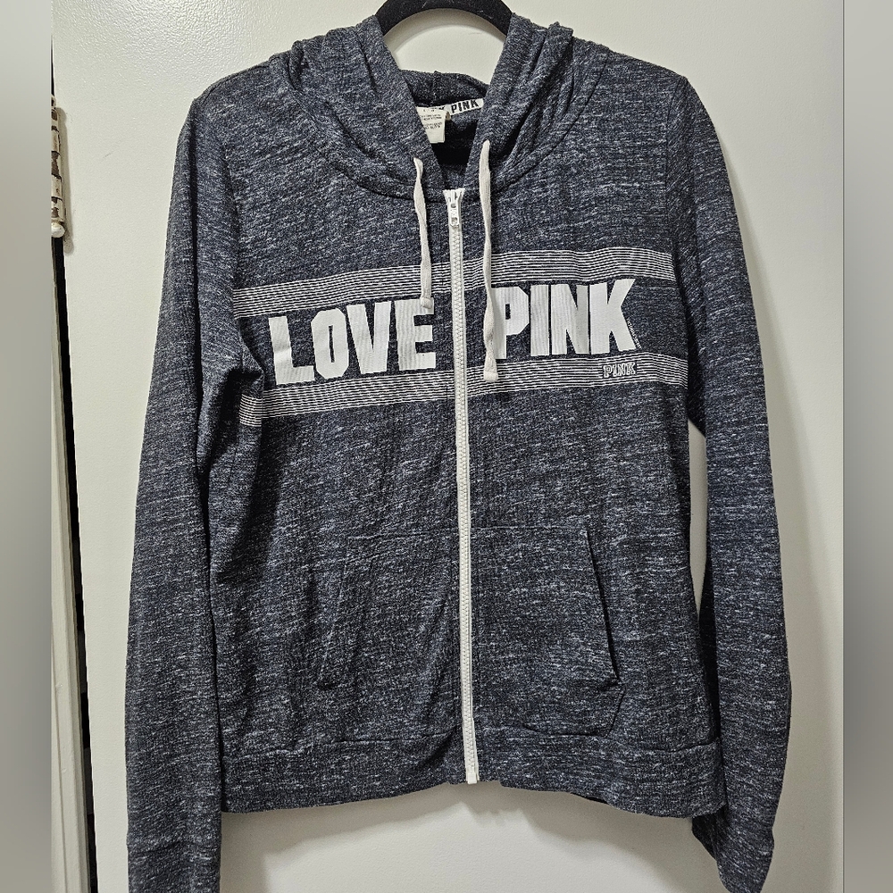 Victoria's Secret Love Pink Zip UP Hoodie. Size Large